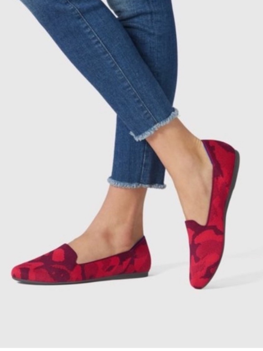 Rothy's Red Camo Slip-On Loafer Flats